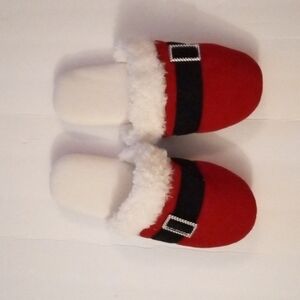 AVON Holiday Slippers, size  7-8, Red & White Black Santa belt, soft &warm, NWOT
